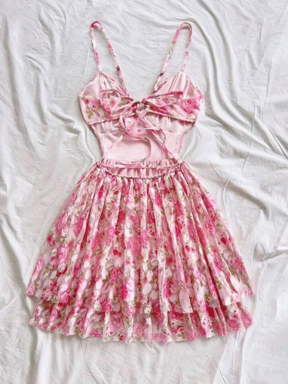 Pink Floral Ruffled Sundress - Picture 2 of 7